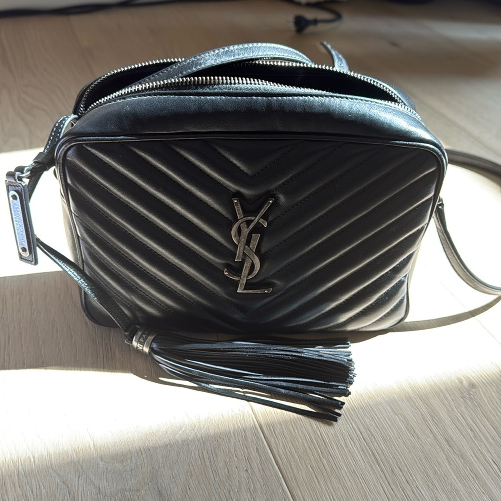 Yves Saint Laurent Black Chevron Crossbody Bag